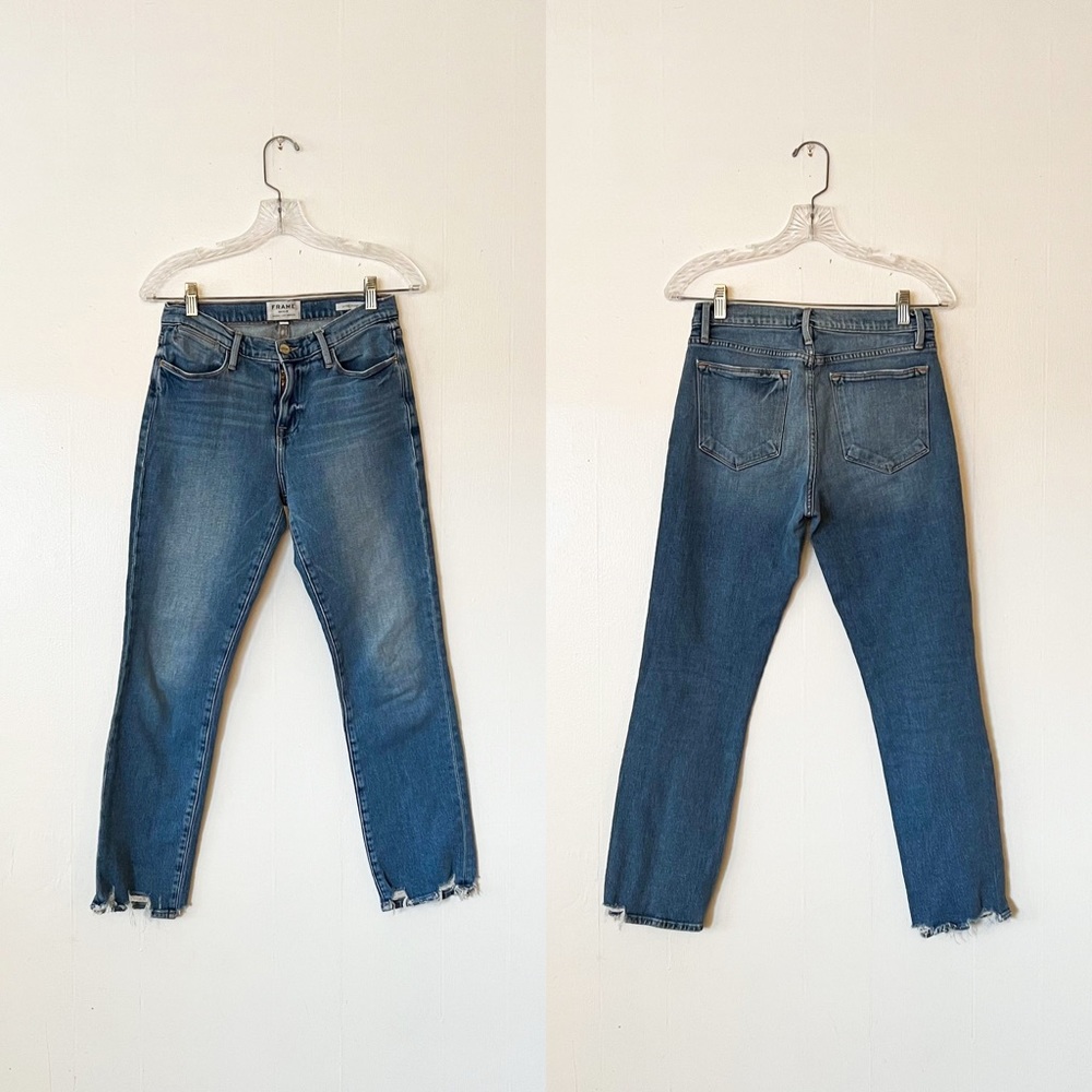 FRAME Le High Straight Jeans in Breakwater - Picture 2 of 7